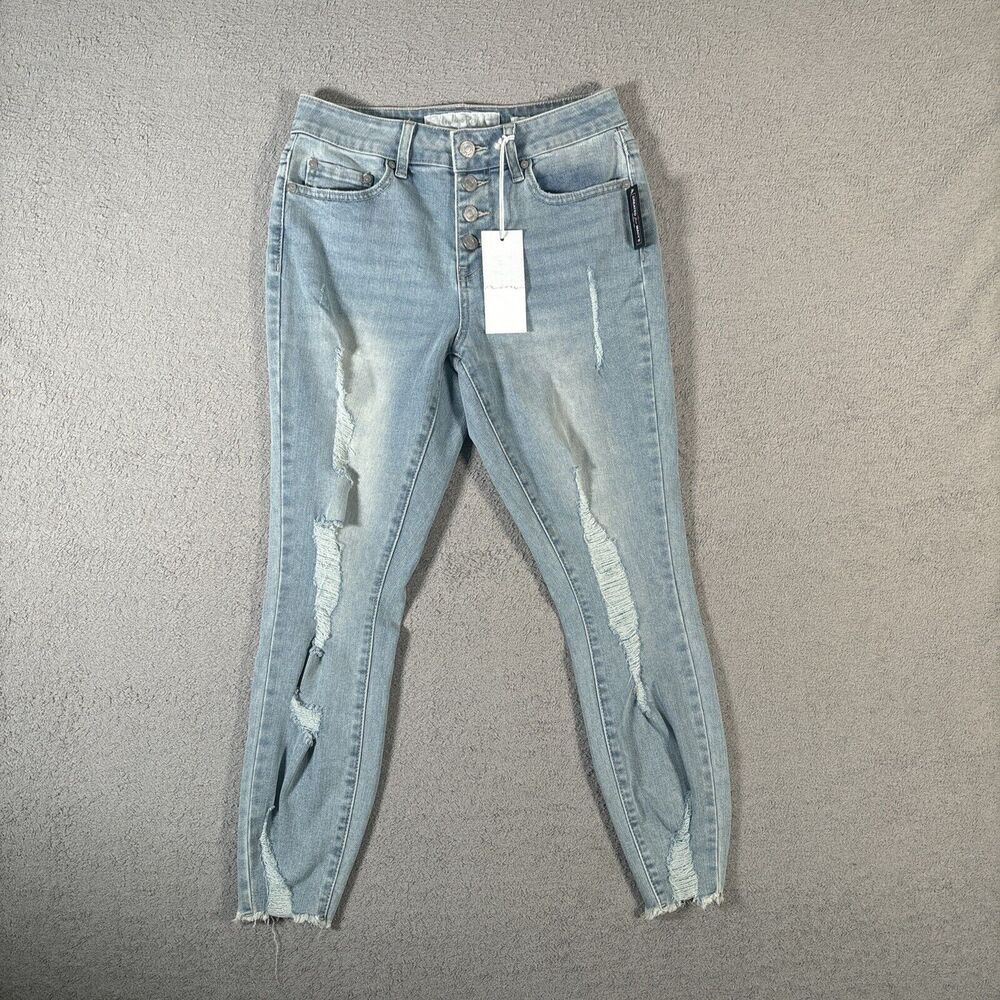 NWT Indigo Rein Jeans Girls Size 7 Ankle Jeans Curvy Light Wash‎ Distressed